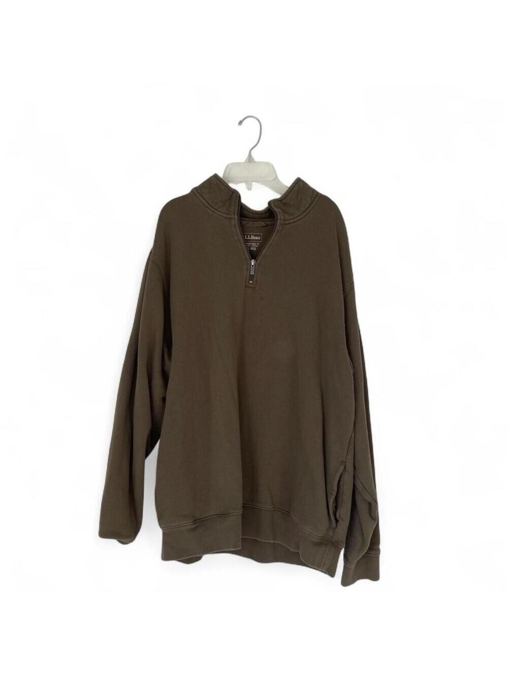 L.L. Bean green/brown 1/4 zip sweatshirt Men's L LARGE